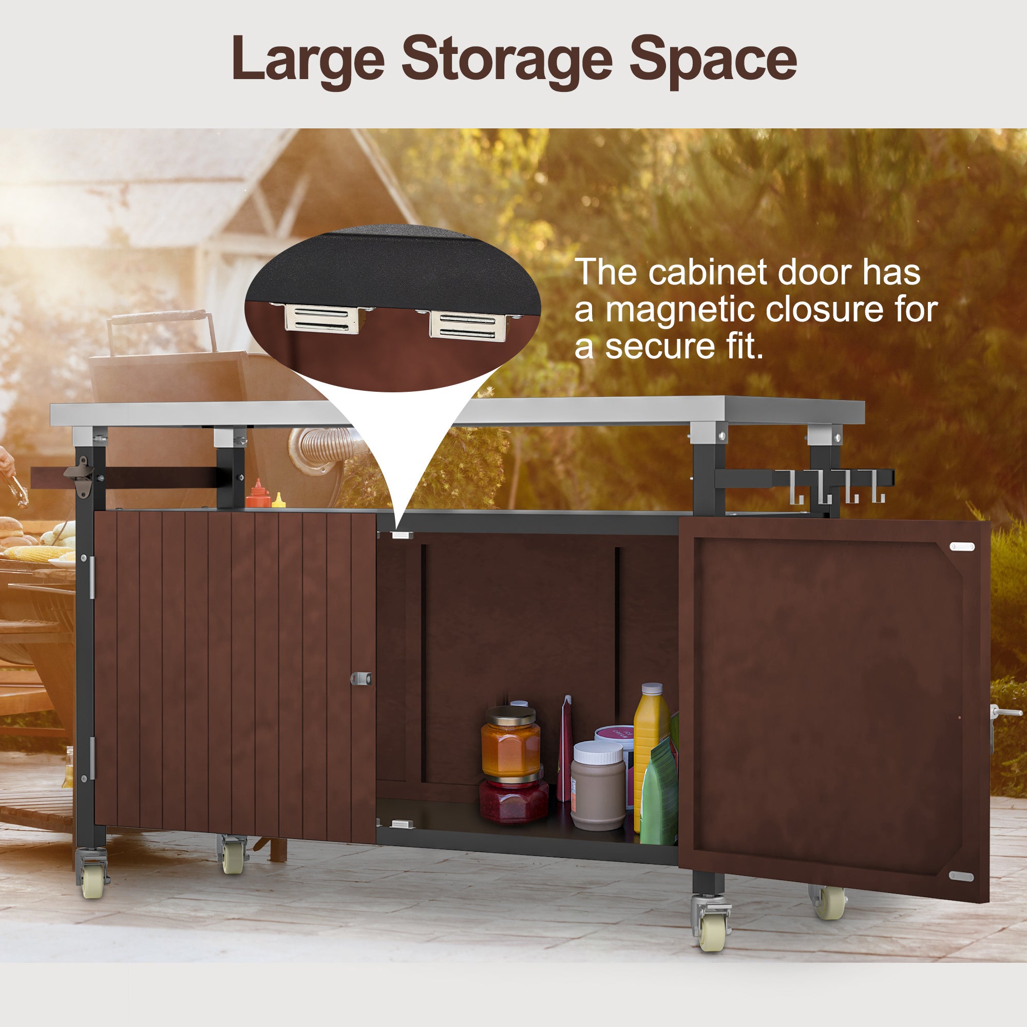 Outdoor Grill Cart With Stainless Steel Tabletop