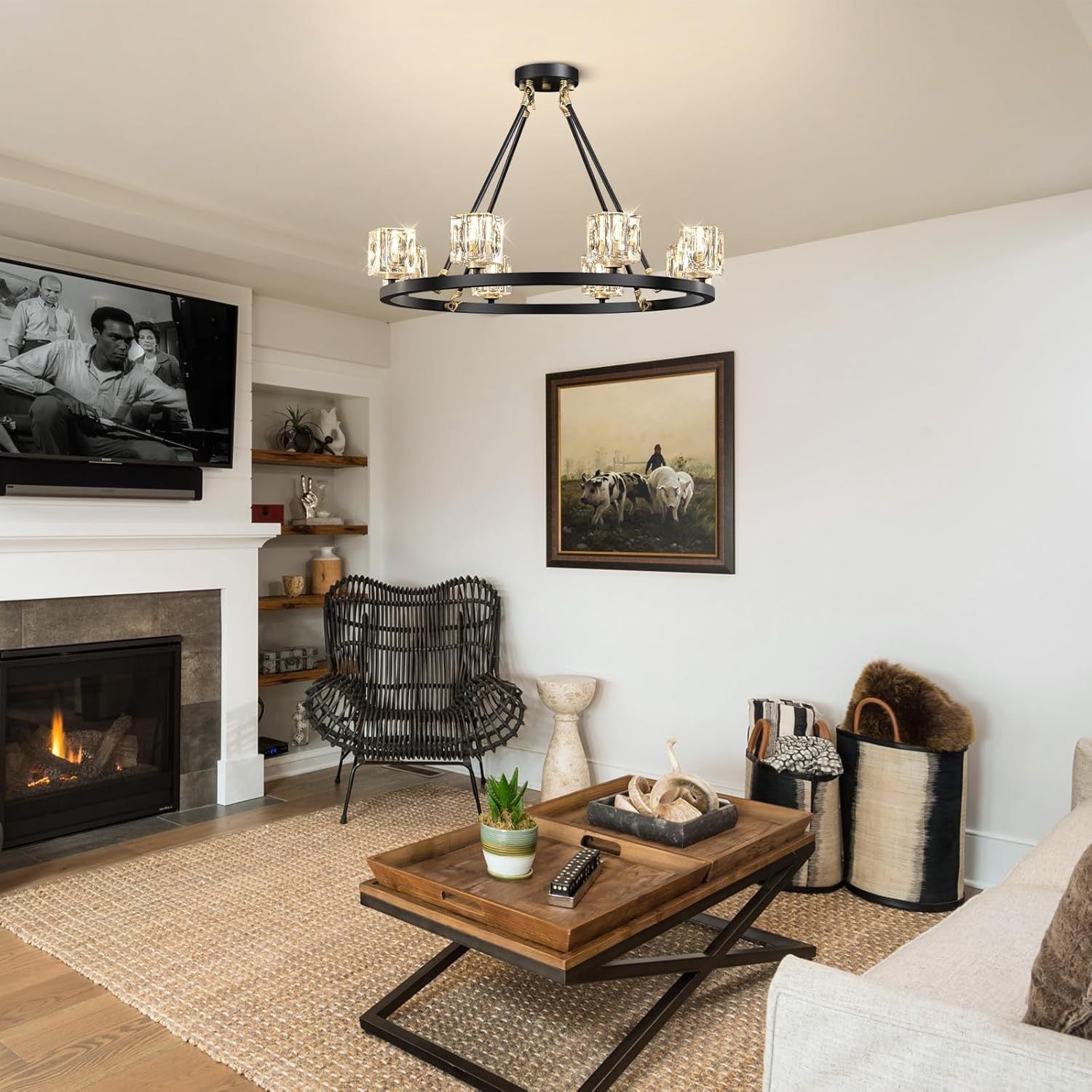 Black Wagon Wheel Chandelier