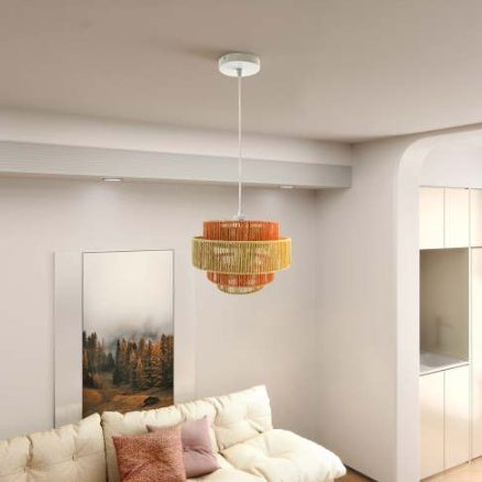 Dorset Pendant Lamp - White And Natural Terracotta