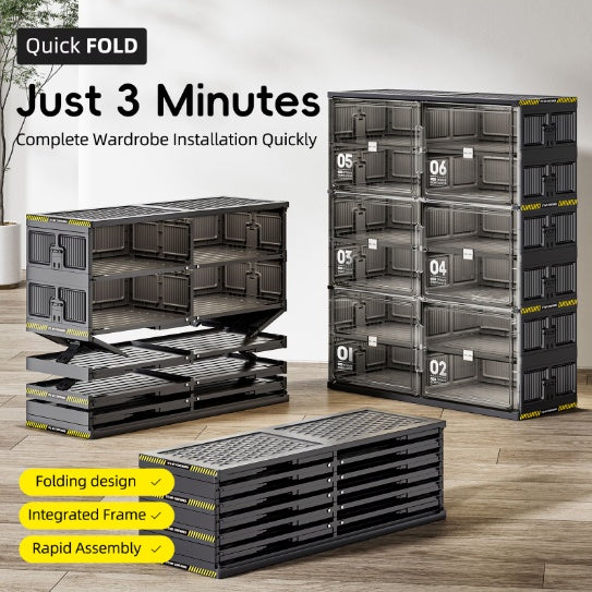 24/Large Stackable/Foldable Sneaker Shoe Box Storage Cabinet