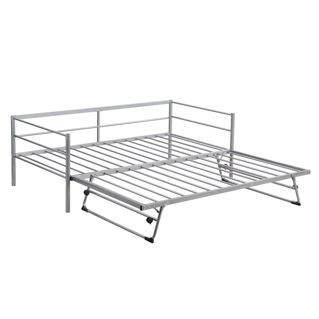 Twin Size Metal Daybed With Adjustable Trundle