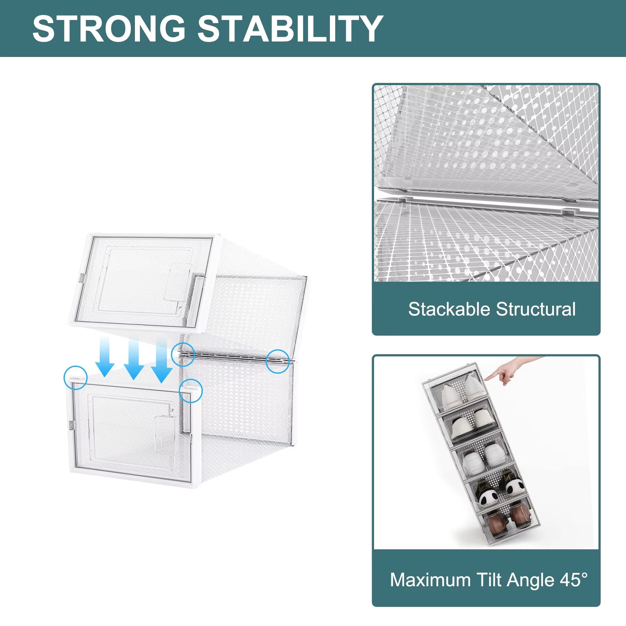 12 Pack Stackable Storage Shoe Box Organizer