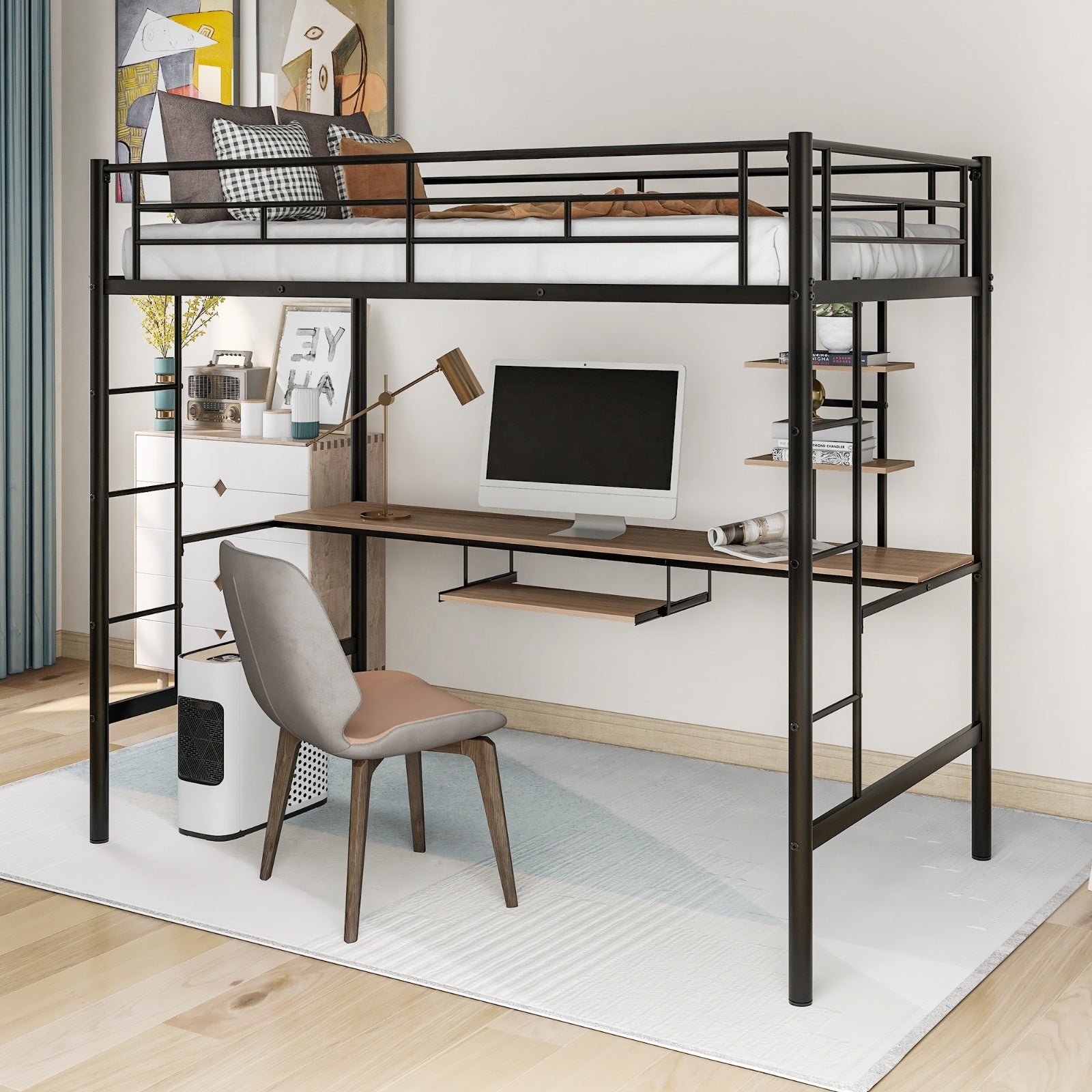 Twin Loft Bed With Desk And Shelf