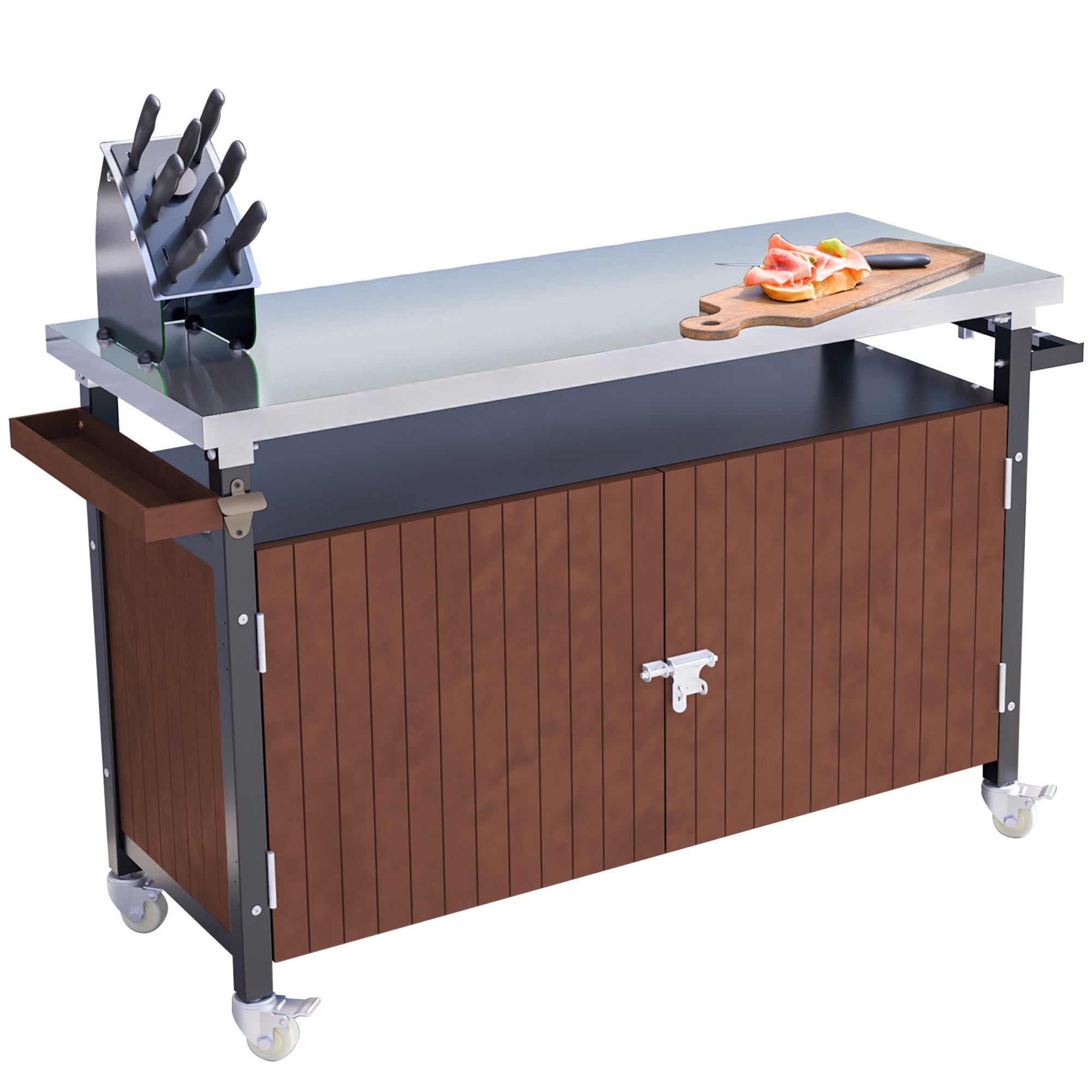 Outdoor Grill Cart With Stainless Steel Tabletop
