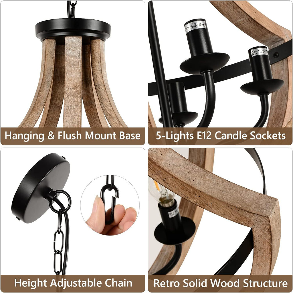 Solid Wood Modern Chandelier