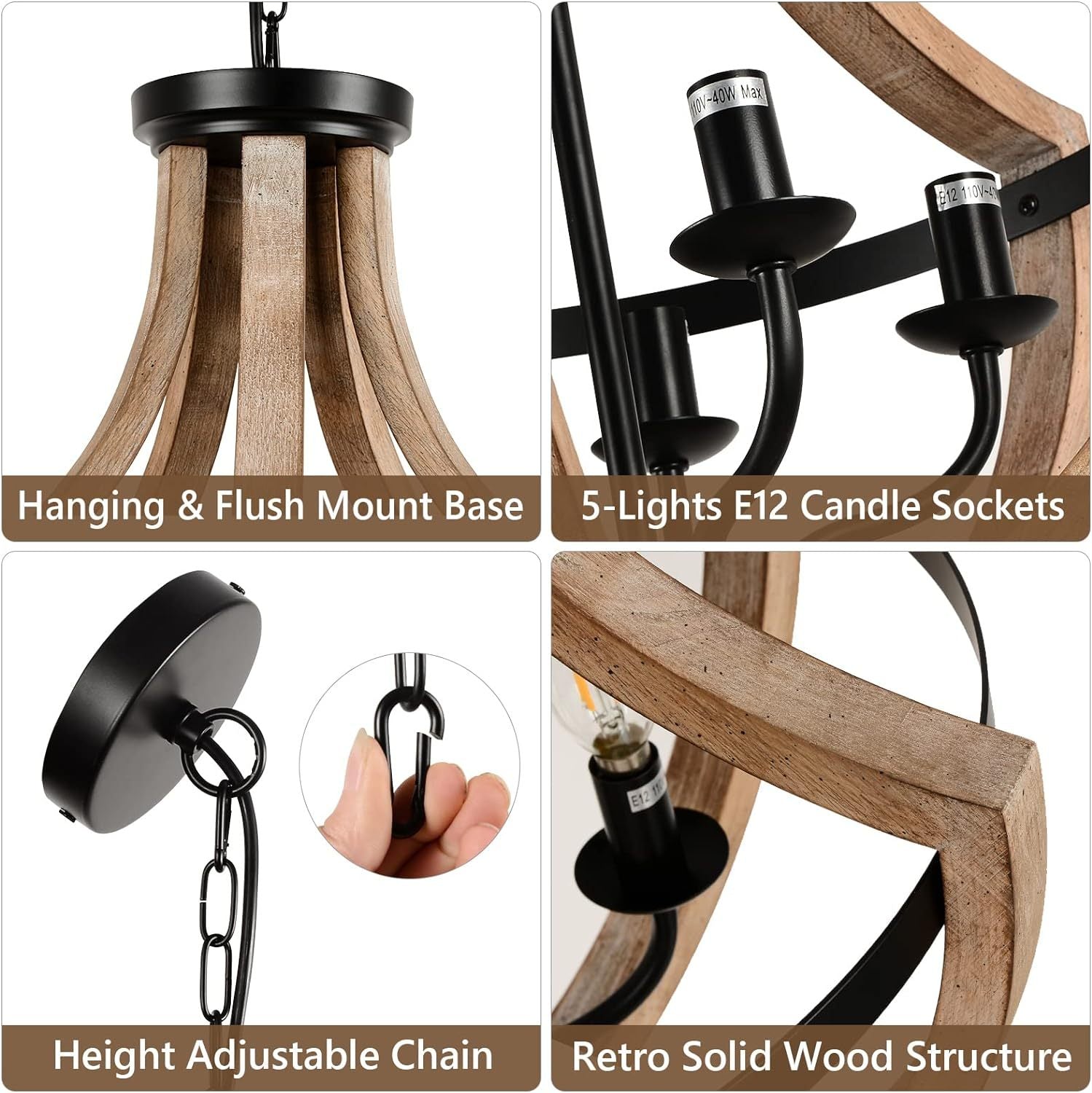 Solid Wood Modern Chandelier