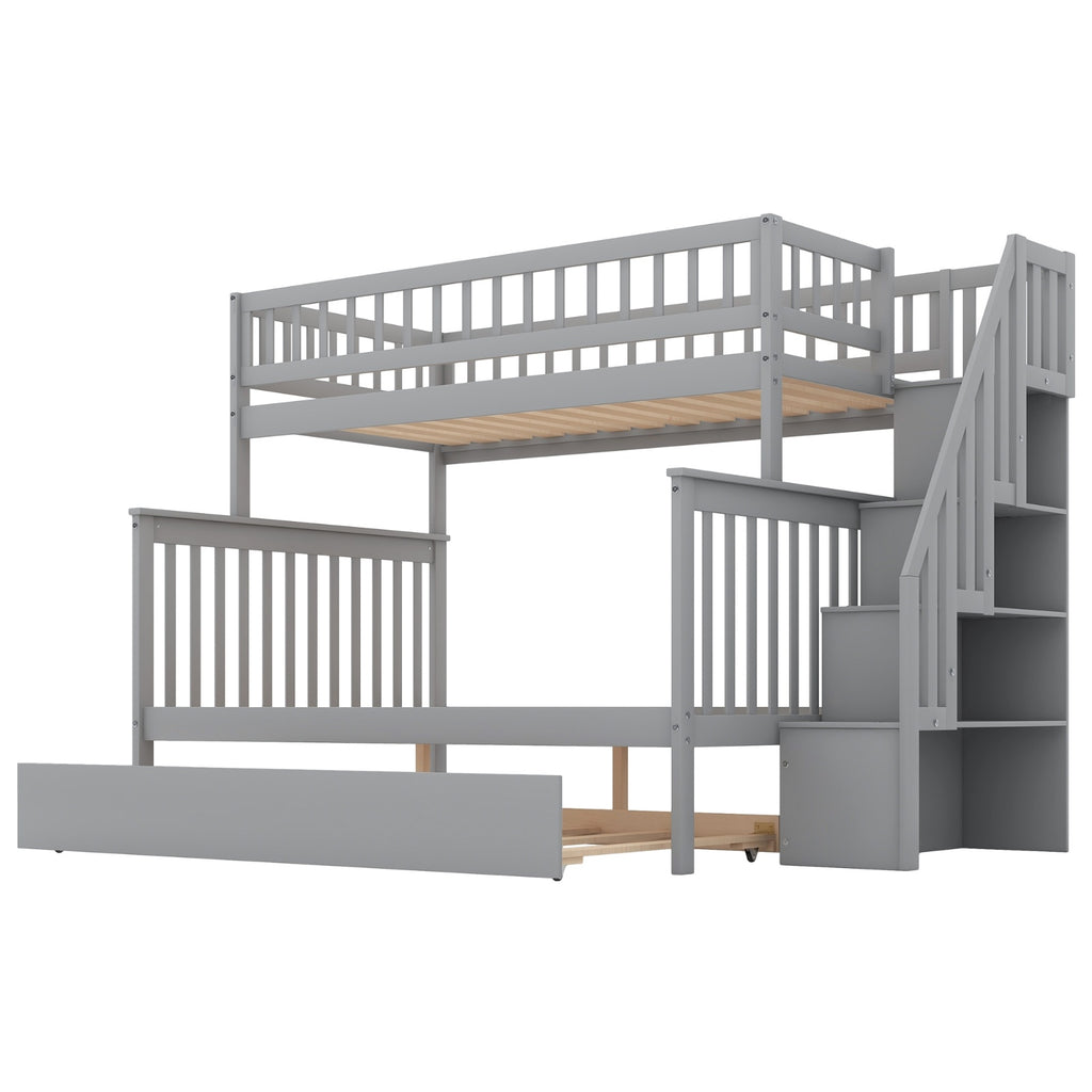 Twin Over Full Bunk Bed With Trundle And Staircase