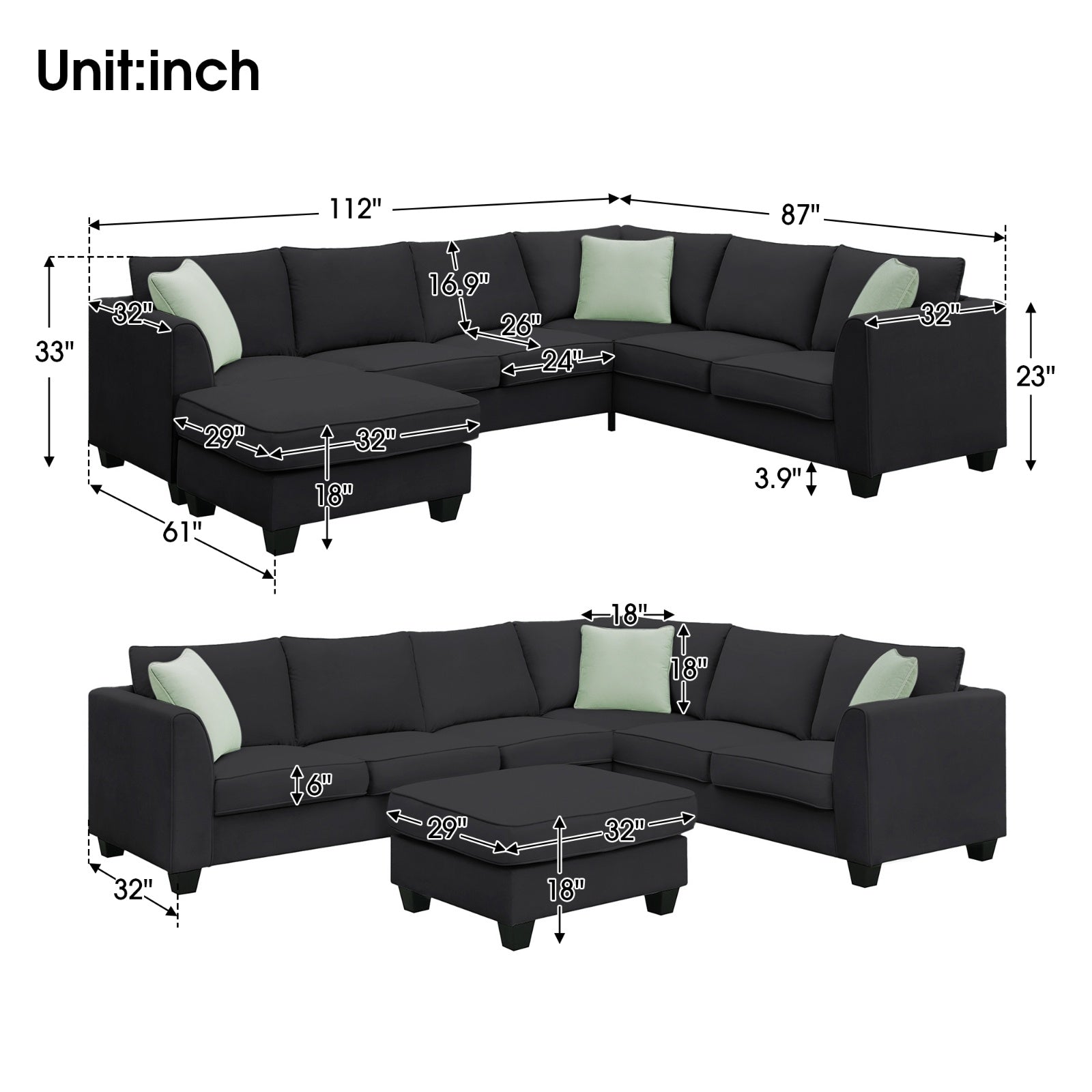 7 Seats Sectional sofa