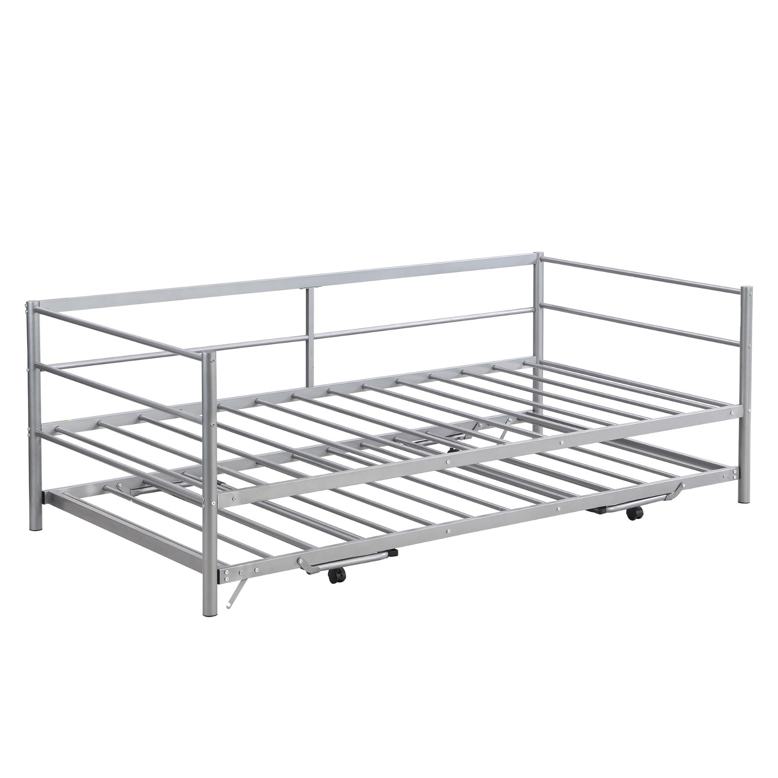 Twin Size Metal Daybed With Adjustable Trundle