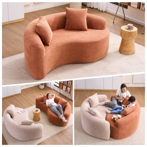 S Curved Chenille Sectional Sofa