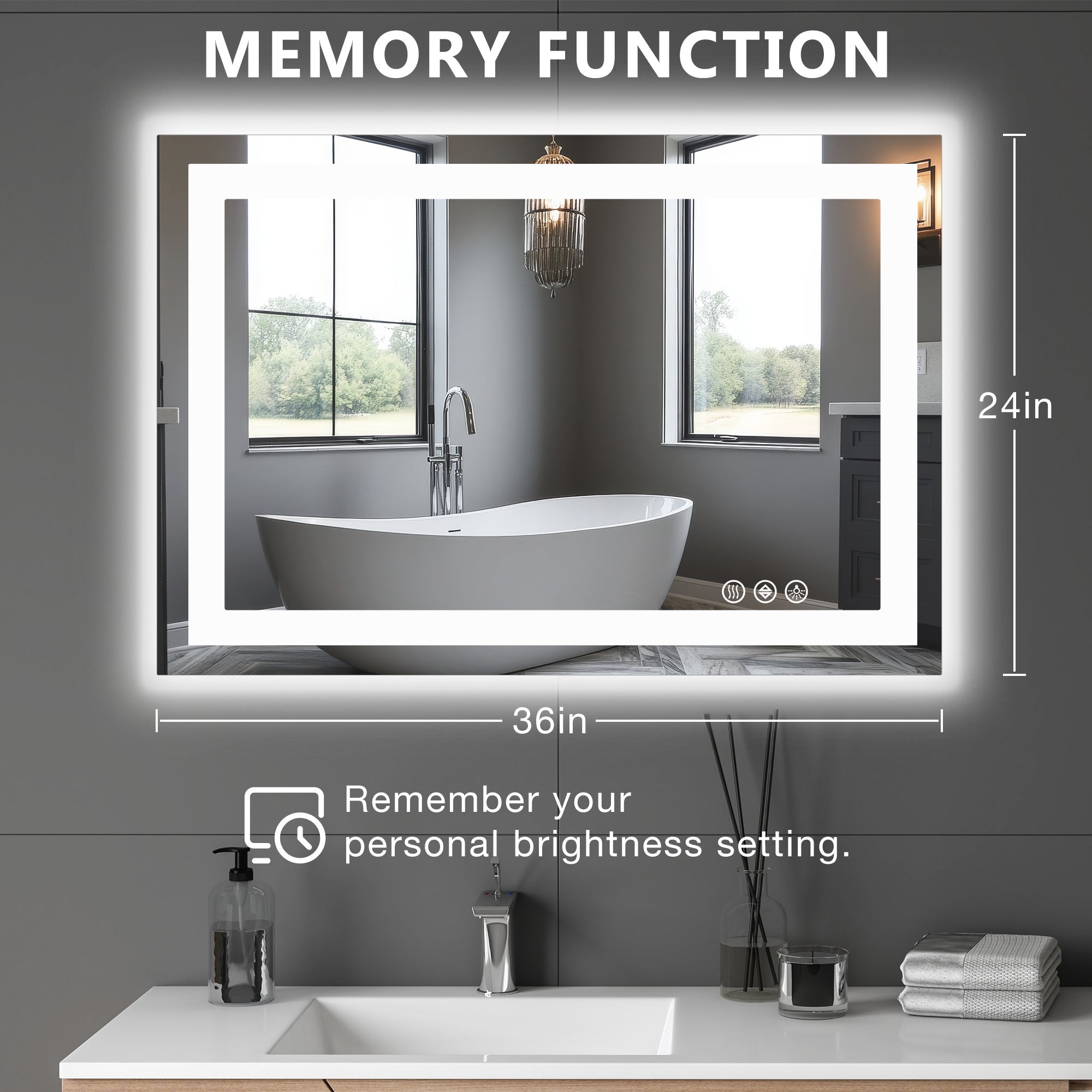 Anti-fog LED Mirror With Dual Light Source And Three Lighting Modes