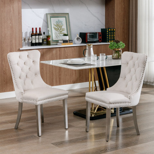 2Contemporary Velvet Upholstered Dining Chairs