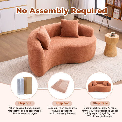 S Curved Chenille Sectional Sofa