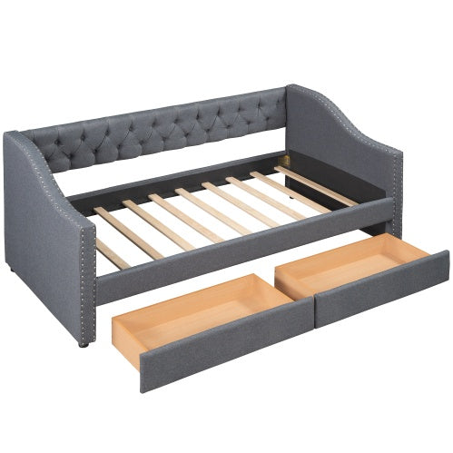 Upholstered Twin Daybed With Two Drawers