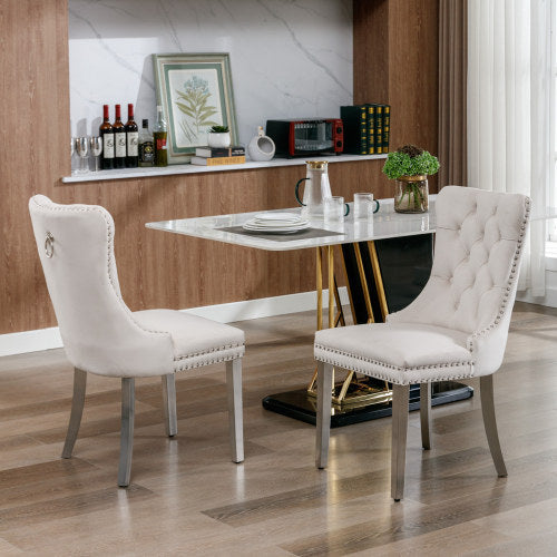 2Contemporary Velvet Upholstered Dining Chairs