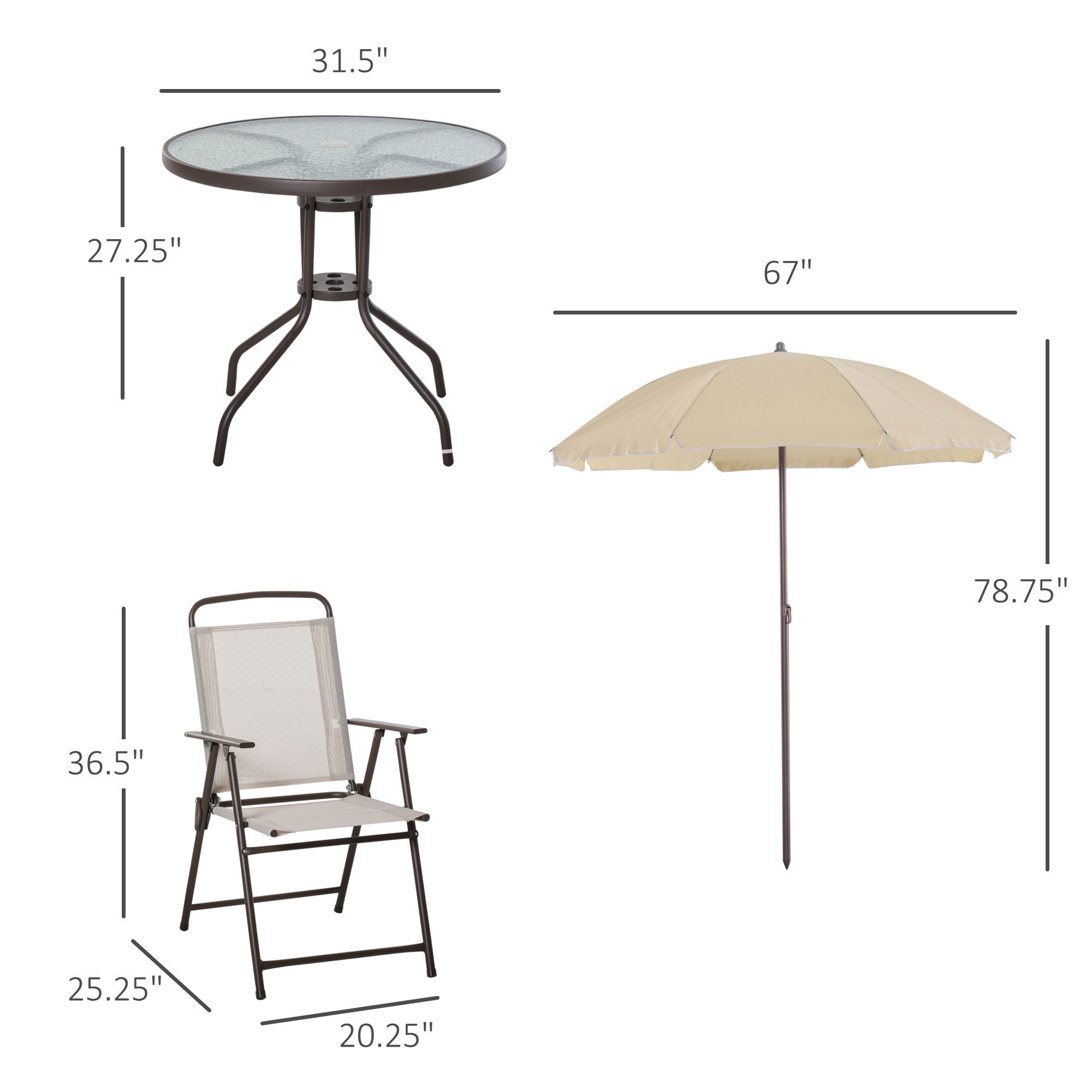 6-Piece Patio Dining Set With Umbrella